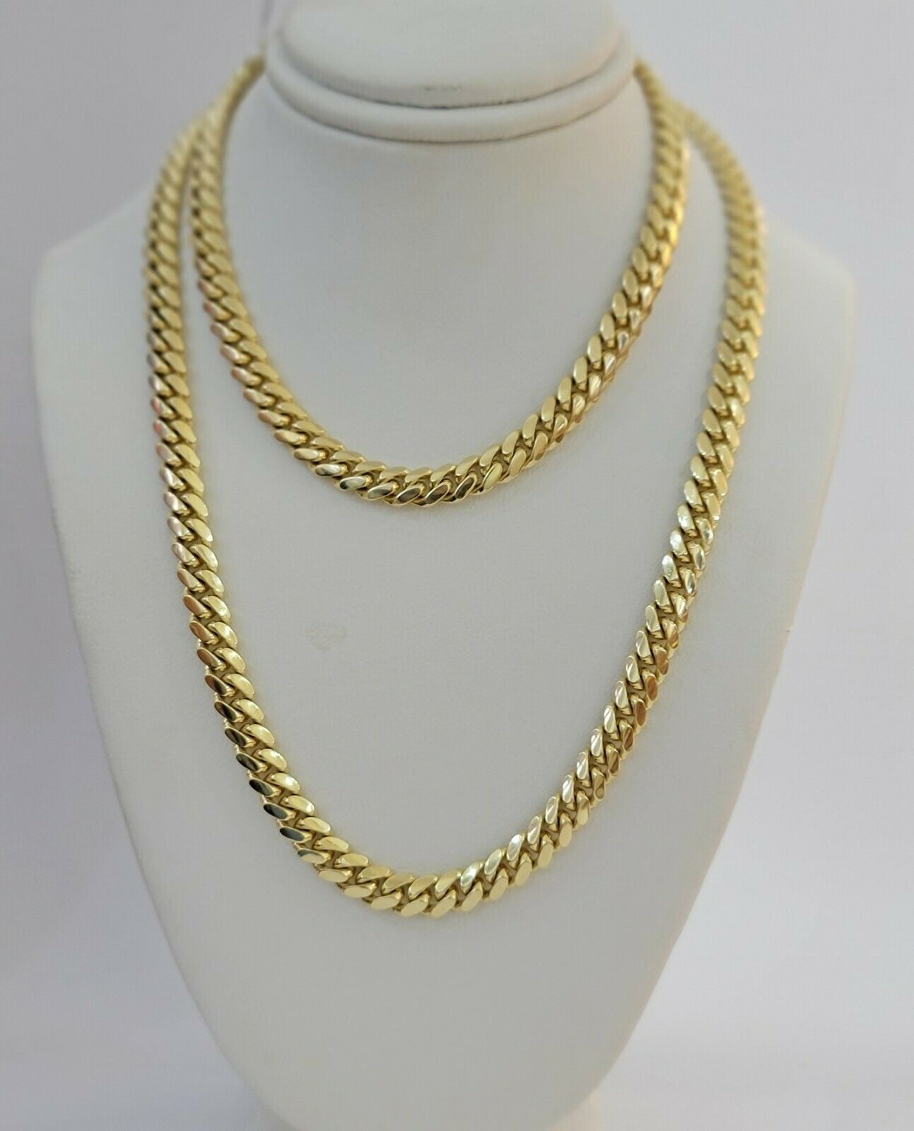 REAL 14k Gold Chain Solid Link 24" 6mm Miami Cuban Necklace14kt Yellow Gold Mens - GoldenlinQ